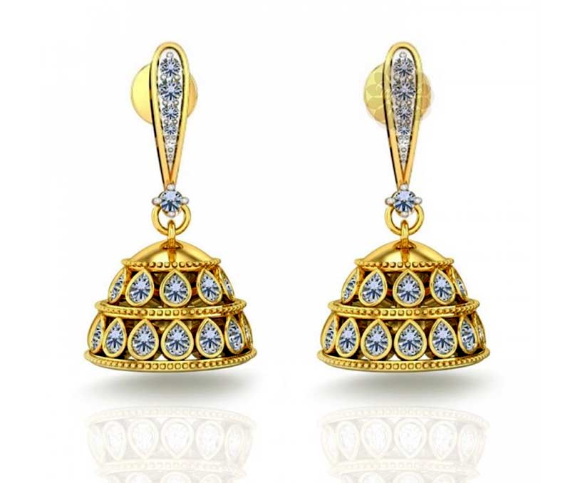 Vogue Crafts & Designs Pvt. Ltd. manufactures Designer Gold Jhumka Earrings at wholesale price.